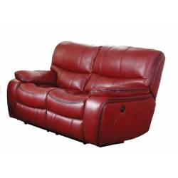 Pecos Power Double Reclining Love Seat - Leather Gel Match - Red
